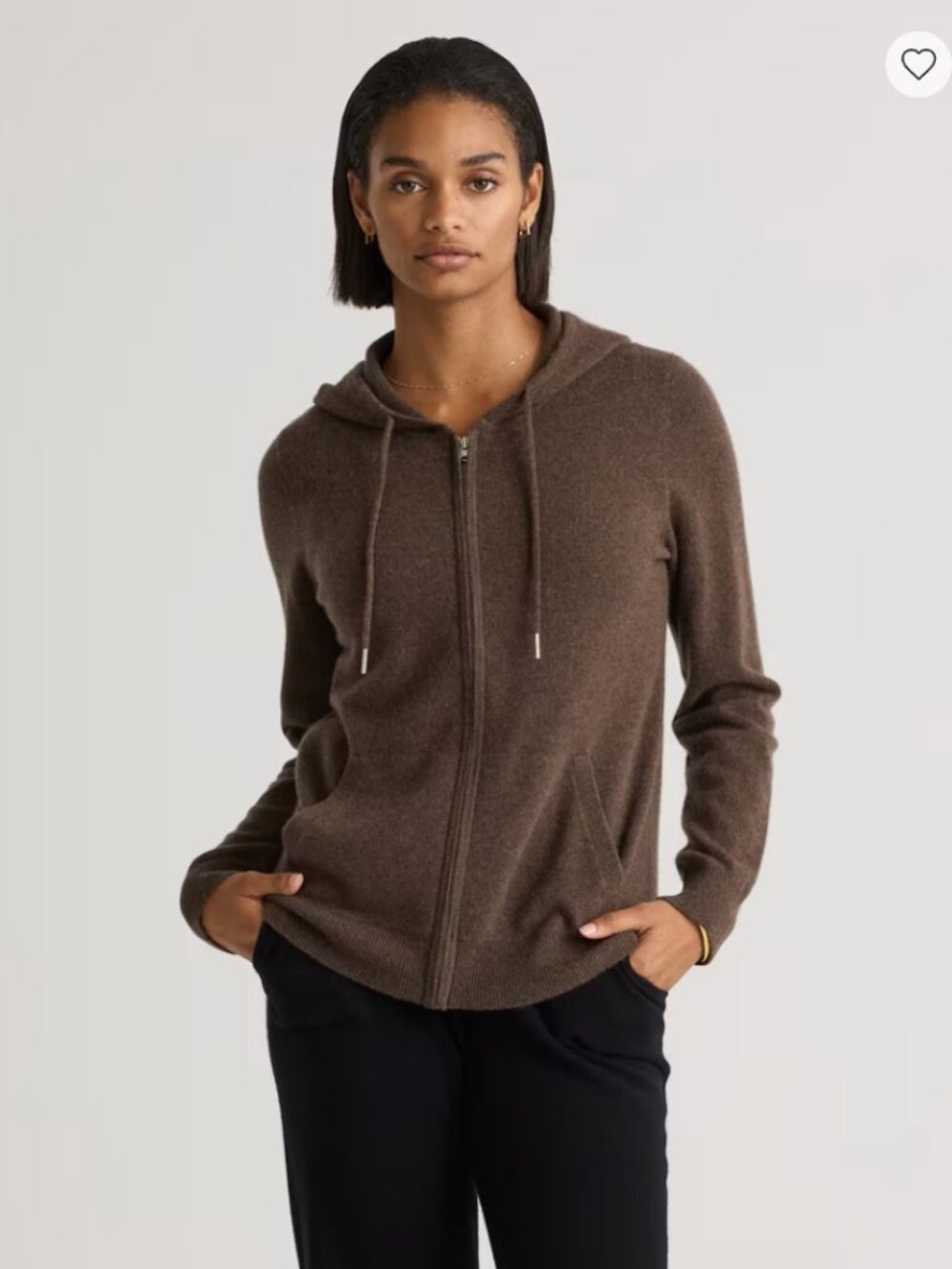 Qunice Mongolian Cashmere Full-Zip Hoodie in Brown Size Medium $119